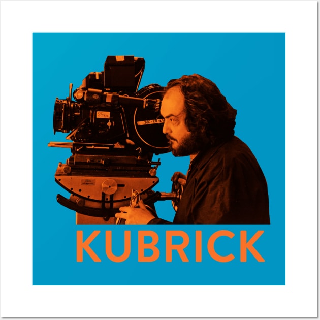 An Orange Stanley Kubrick Behind the Camera Wall Art by Nefarioso